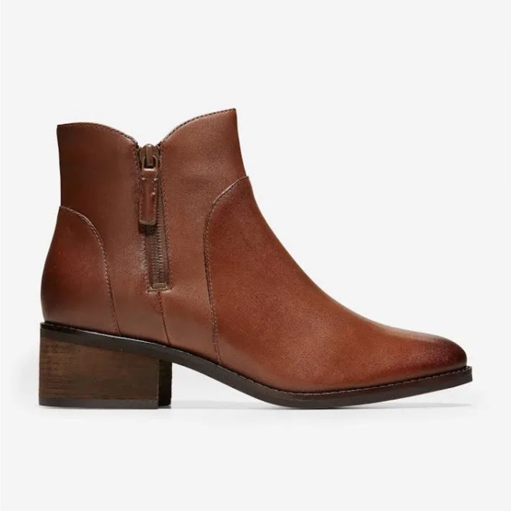 COLE HAAN LYLA BOOTIE BROWN LEATHER